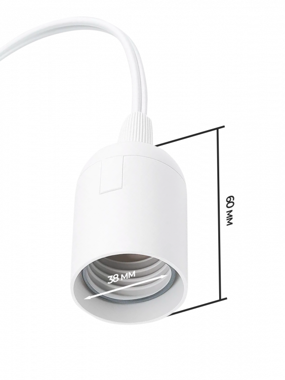 Патрон E27 с проводом и выключателем 1.8м Орбита OT-ELS11 Белый